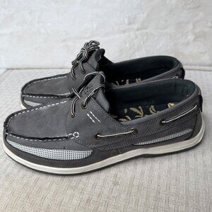 Island Surf Mens Size 12 Gray Boat Shoes Non-Slip Sole Island Print Lining